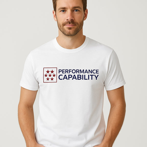 Men's White 'Performance Capability' Tee by Performance Capability