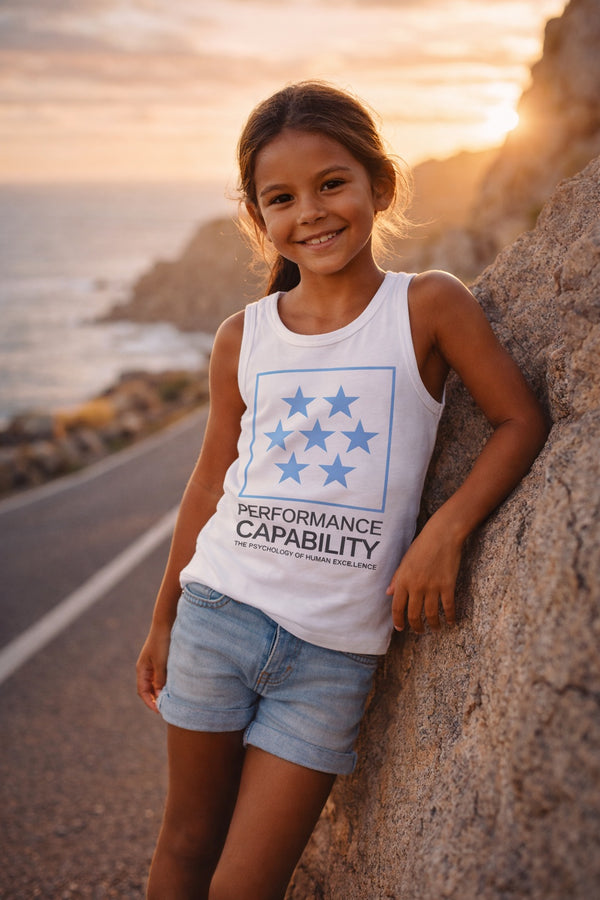 Kids SS Tank Top White/Blue