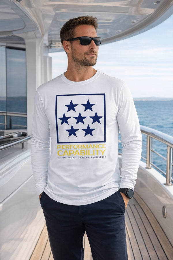 Mens Long Sleeve Icon Tee White/Blue